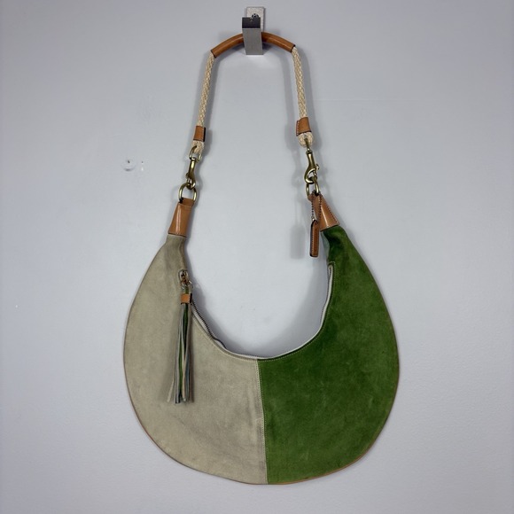 Coach Handbags - Vintage Coach Split Colorblock Suede Shoulder Bag Y2K Rare Tassel